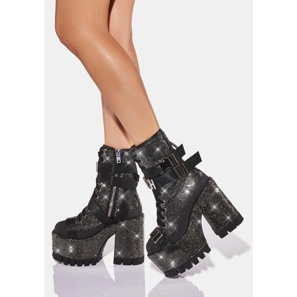 Dolls Kill, Baddie Mentality Size 7 Rhinestone Boots Says “Bad Bleep”￼ - Picture 10 of 12